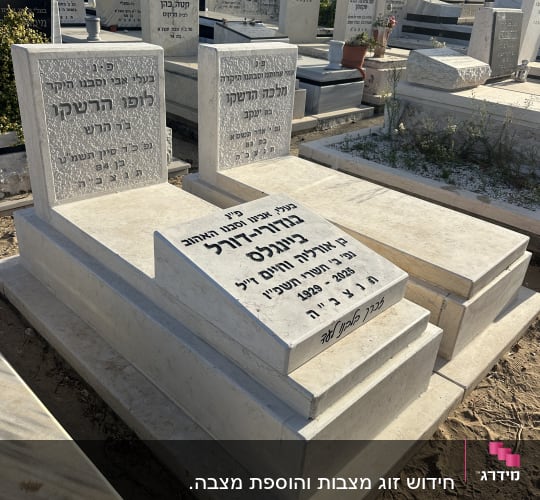 מצבות בבית קברות עם כיתוב בעברית